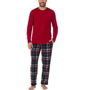 NWT Cuddl Duds Mens Cabin Fleece Long Sleeve Crew and Pajama Pant 2-Pc Setsize M